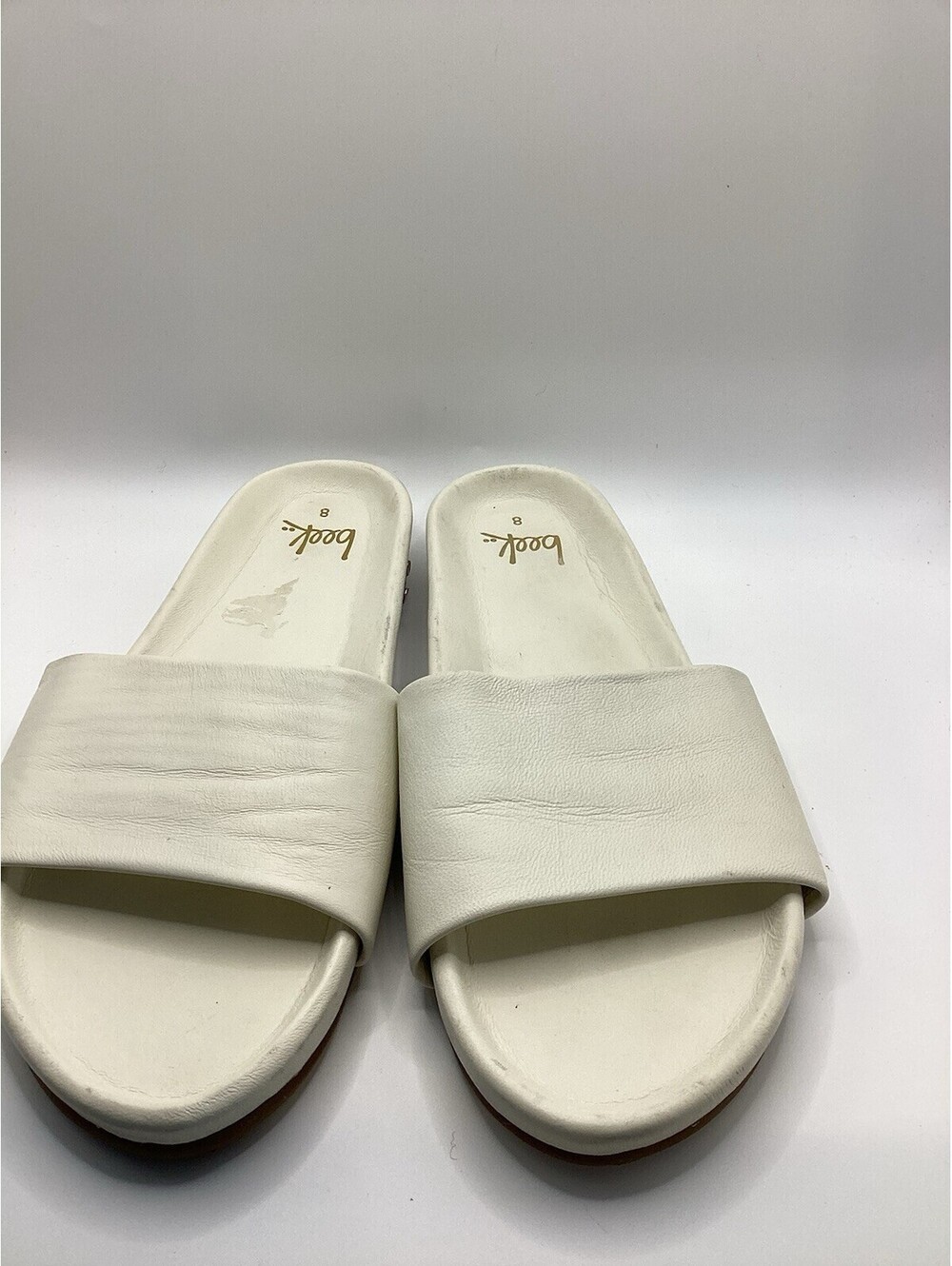 Beek Pelican Leather Slide Slip On Sandal White Women’s Size 8